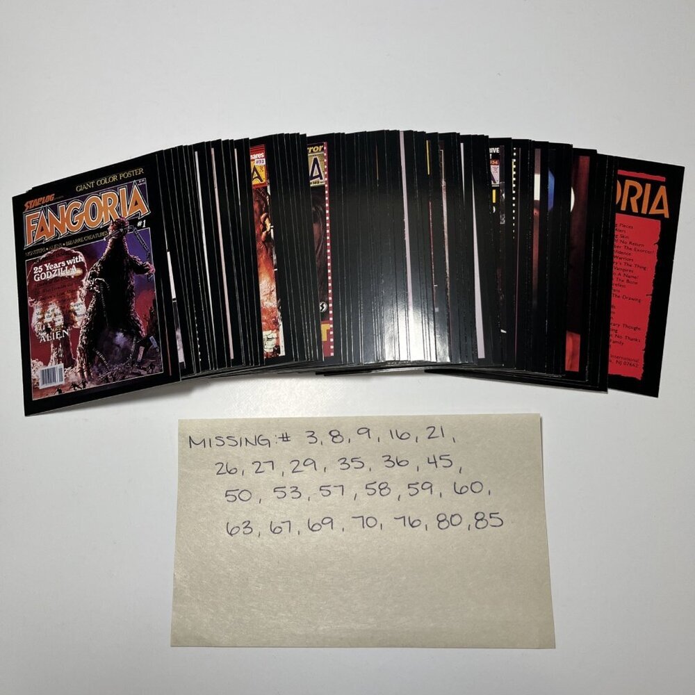 1992 Fangoria Horror Collector Cards Incomplete Set Comic Images USA
